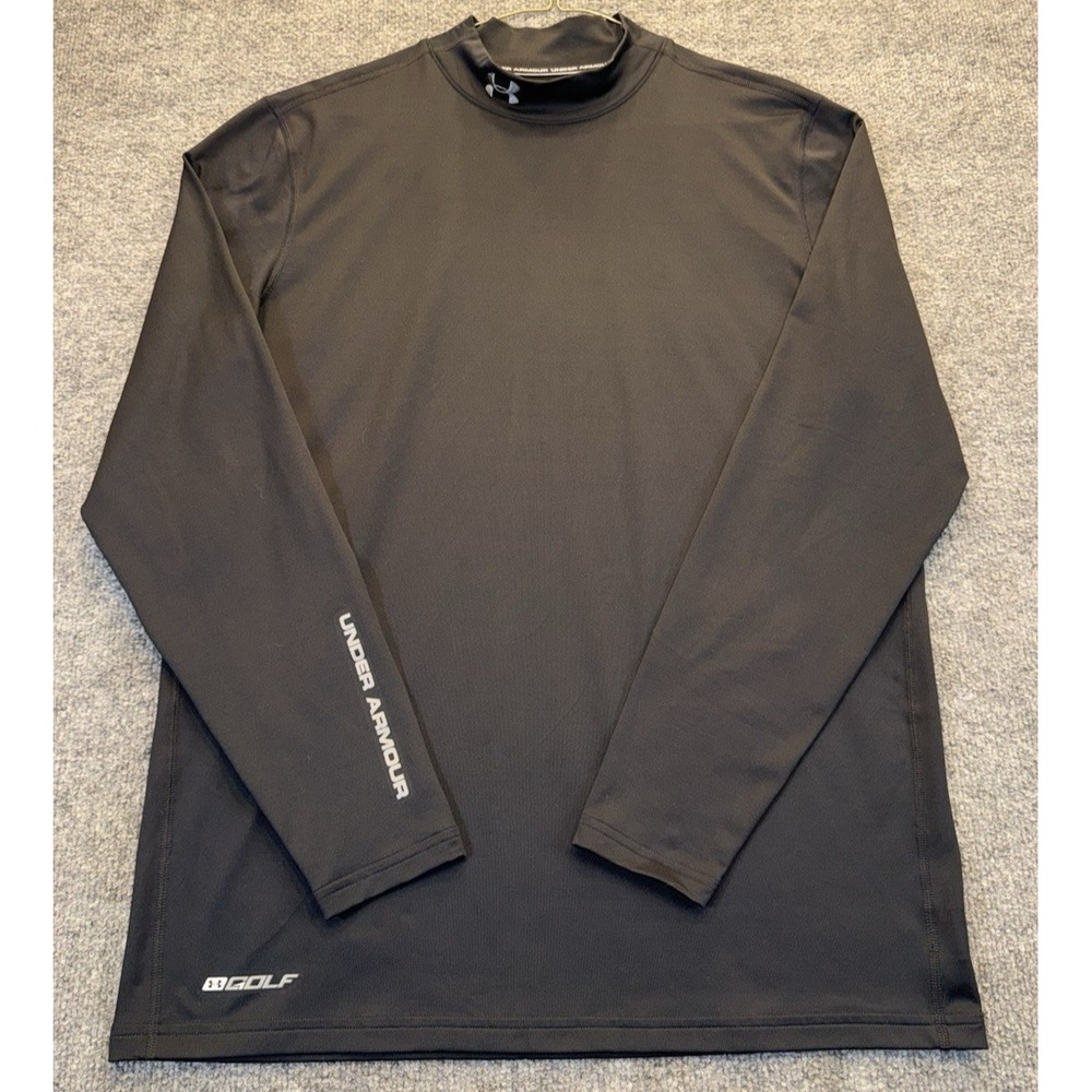 Under Armour ColdGear Golf Mock Neck Shirt Black Men's Large Compression